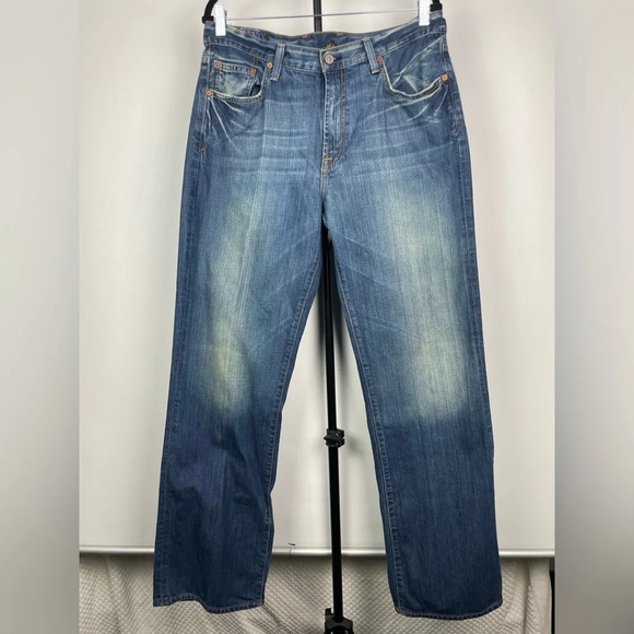 Lucky Brand Blue Distressed South Side Straight Leg Jeans - Picture 1 of 12